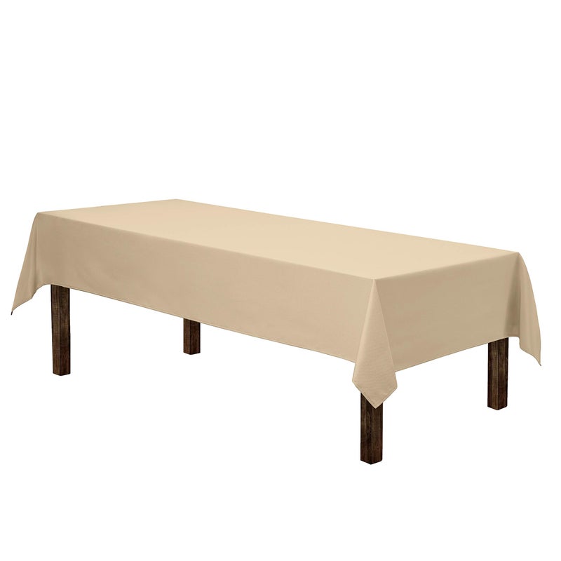 Gee Di Moda Rectangle Tablecloth - 60 x 84 Inch Beige Table Cloth for 5 Foot Rectangle Tables - Heavy Duty Washable Fabric - for Holiday Party, Dinner, Weddings, Baby Shower & Events - Image 2